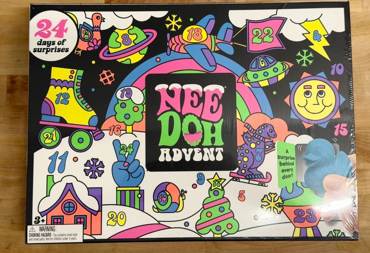 NeeDoh Squishmas Advent Calendar 2026 front of the box, 24 days of surprises